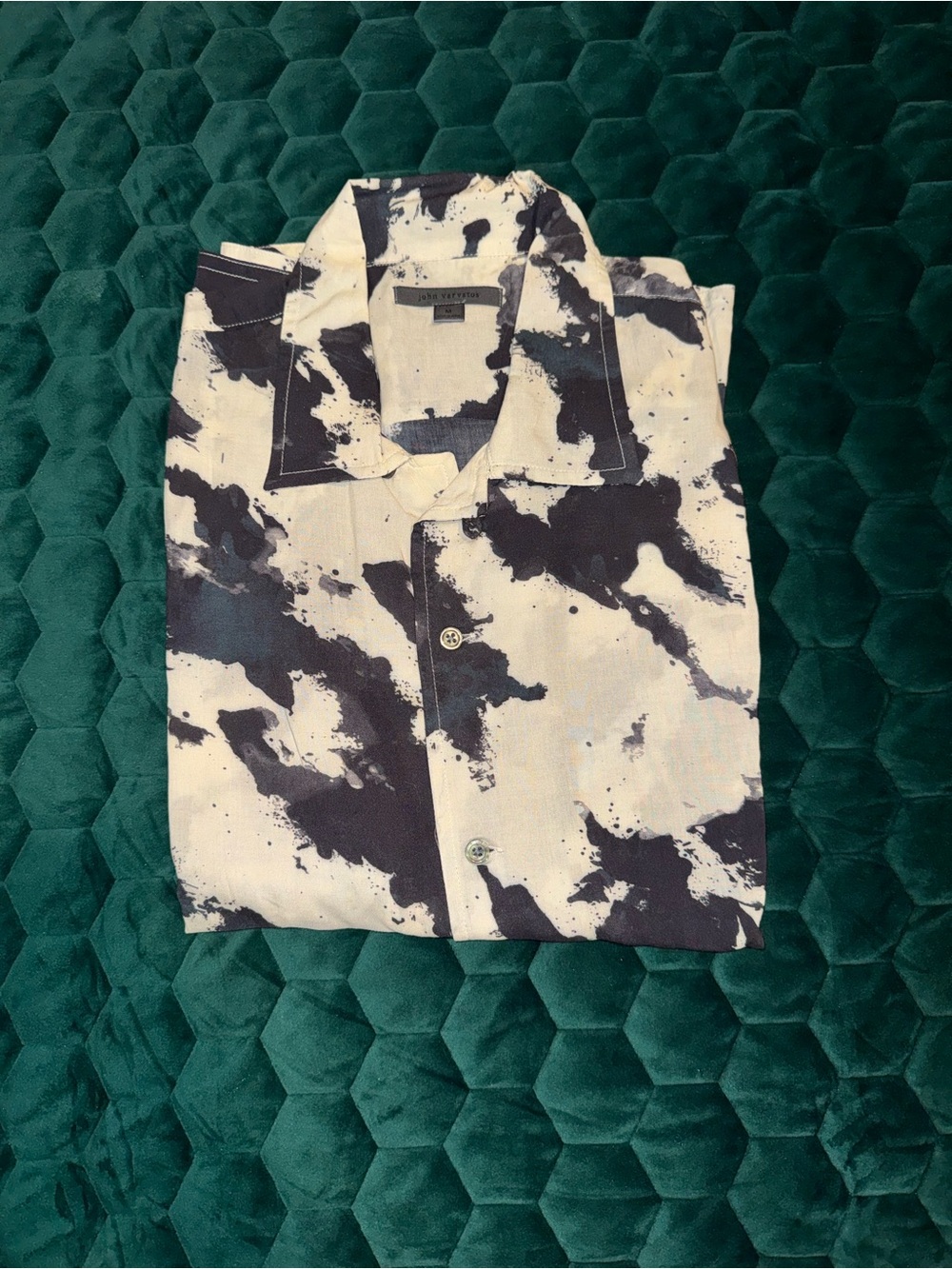 John Varvatos Black and White Abstract Print Shirt Jacket